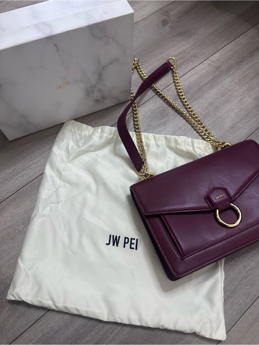 JW PEI Plum Crossbody Bag with Gold Chain Hardware